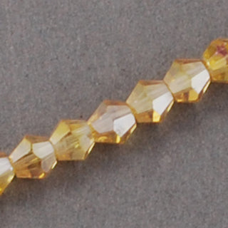 Faceted Bicone Glass Beads Strands, Goldenrod AB Plated, 2x3mm, Hole: 0.5mm; about 100pcs/strand, 7.5" strand.