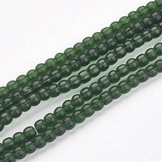 Glass Beads, Round, Green, 4mm, hole: 1mm; *approx 40 Beads