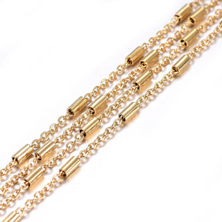 304 Stainless Steel Link Chains, Soldered, Golden, 2x1.5x0.4mm  *Sold by the Foot