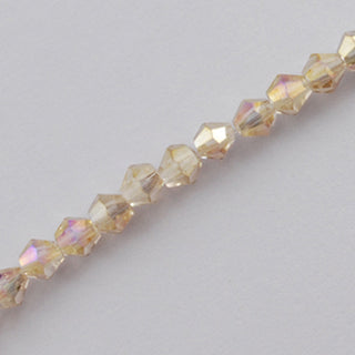 Faceted Bicone Glass Beads Strands, Beige AB Plated, 2x3mm, Hole: 0.5mm; about 100pcs/strand, 7.5" strand.