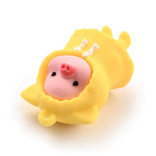 PVC Pendants, for DIY Keychain Making, Pig in a  Raincoat!, Yellow, 46x28x26mm, Hole: 2.5mm. Sold Individually.