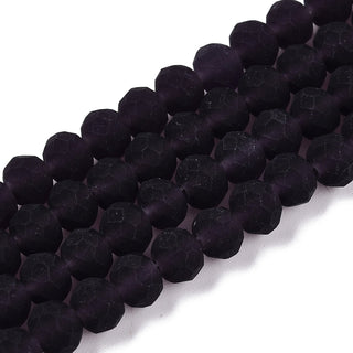 Transparent Glass Beads Strands, Faceted, (*Frosted), Rondelle,6x4.5mm, Hole: 1.4mm, about 84~85pcs/strand  See Color Options