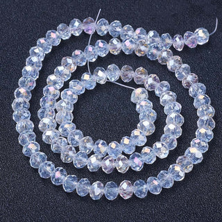 Electroplate Glass Beads Strands, AB Color Plated, Faceted, Rondelle, Clear, 2.5x2mm, Hole: 0.4mm, about 199pcs/strand, 13.4 inch(34cm)