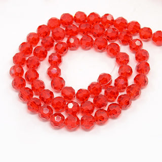 6mm Faceted Round Crystals *Red.  32 Facets.  (approx 90 beads per 20" Strand)