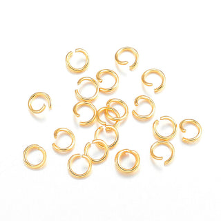 304 Stainless Steel Jump Rings, Open Jump Rings, Metal Connectors for DIY Jewelry Crafting and Keychain Accessories, Real 18k Gold Plated, 22 Gauge, 4x0.6mm, Inner Diameter: 3mm *Packed 500 Rings.