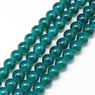 Jelly Look  "Opalite" Dark Cyan  with Sheen  (round) (Glass Beads) 8mm (approx 50 beads)