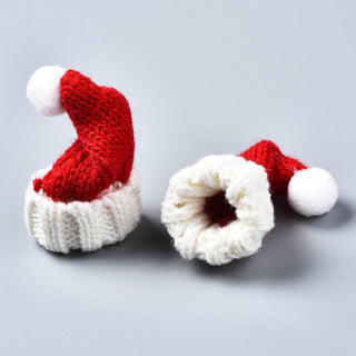 Polyester Christmas Santa Knit Hat.  Red, 40~70x34~41x18~32mm  Sold Individually.