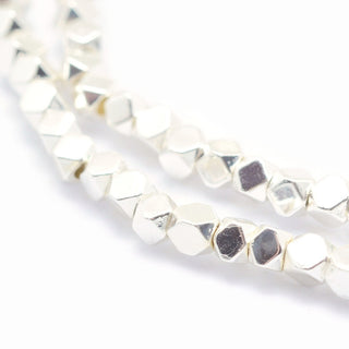 Electroplate Non-magnetic Hematite Beads Strands, Grade AA, Long-Lasting Plated, Faceted, Cube, Silver Plated, 2x2x2mm, Hole: 0.5mm, about 198pcs/strand