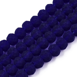 Transparent Glass Beads Strands, Faceted, (*Frosted), Rondelle,6x4.5mm, Hole: 1.4mm, about 84~85pcs/strand  See Color Options