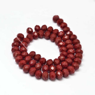 Glass Beads Strands, Faceted Rondelle , Dark Deep Red, 8x6mm, Approx 35 Beads