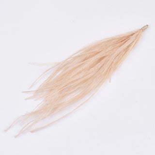 Ostrich Feather, with Brass Finding, 130~170x4mm, Hole: 1.6mm.  Sold Individually