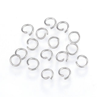 304 Stainless Steel Open Jump Rings, Stainless Steel Color, 22 Gauge, 4x0.6mm, Inner Diameter: 3mm.  (Packed 1000 Rings)