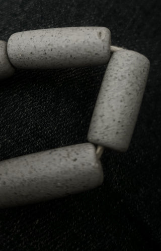 African Recycled Glass Tube Beads ("Concrete" Grey Color)  *3 beads