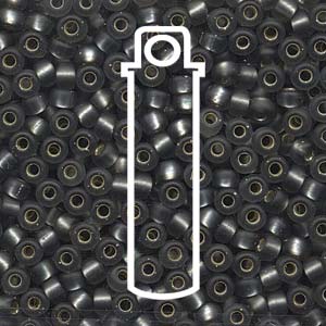 Seed Bead (MIYUKI 6/0)  Round.  (Matte Silver Lined Gray)  20gm tube.