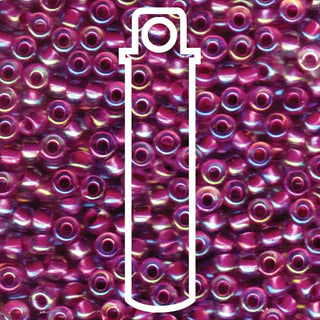 Seed Bead (MIYUKI 6/0)  Round.  (Raspberry Lined Crystal AB)  20gm tube.