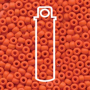 Seed Bead (MIYUKI 6/0)  Round.  (Matte Opaque Orange)  20gm tube.