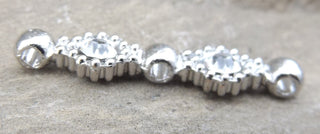 Metal Spacer with Round Rhinestones (3 Hole) 30 x 6mm - Mhai O' Mhai Beads
 - 2